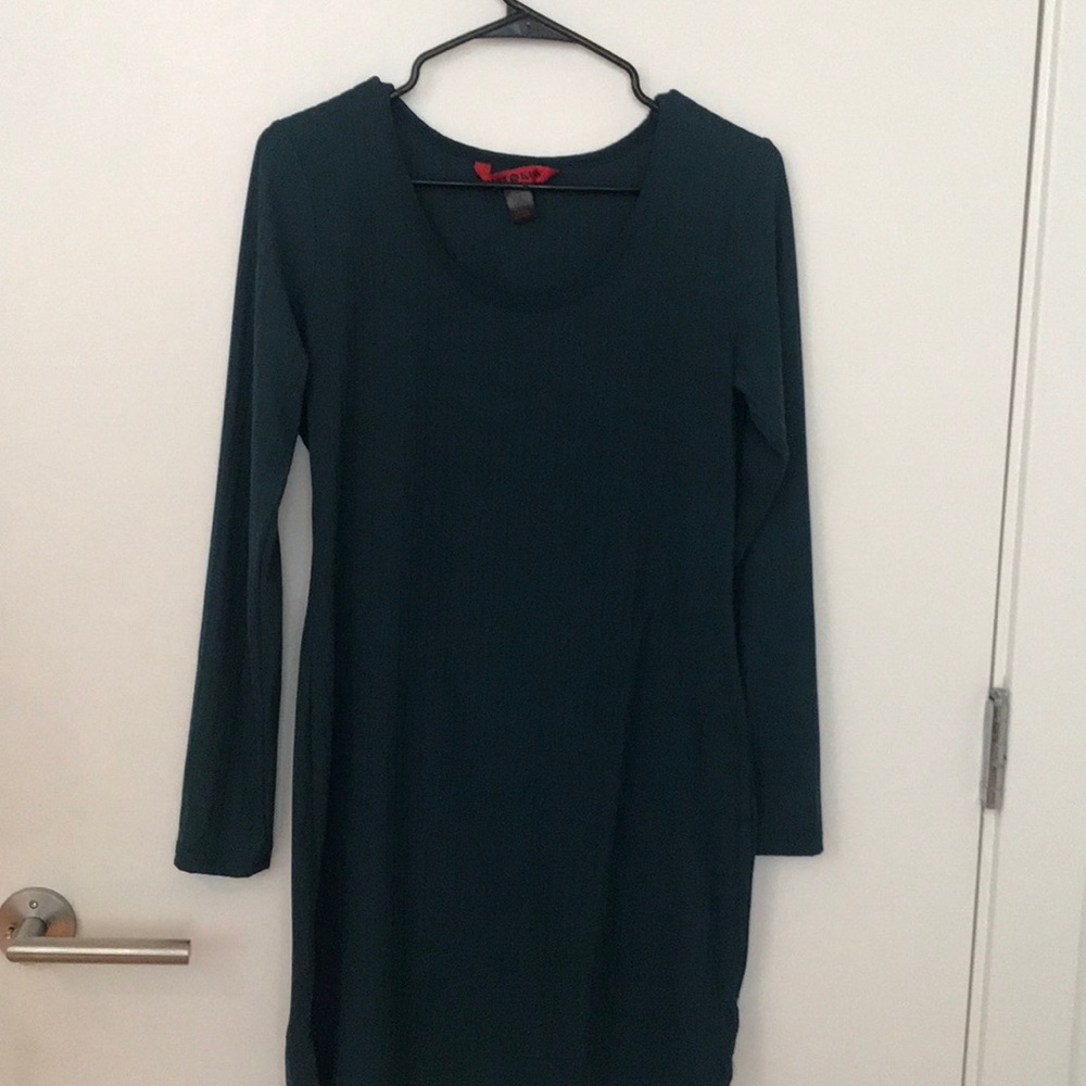 Cute teal long sleeve stretchy dress
